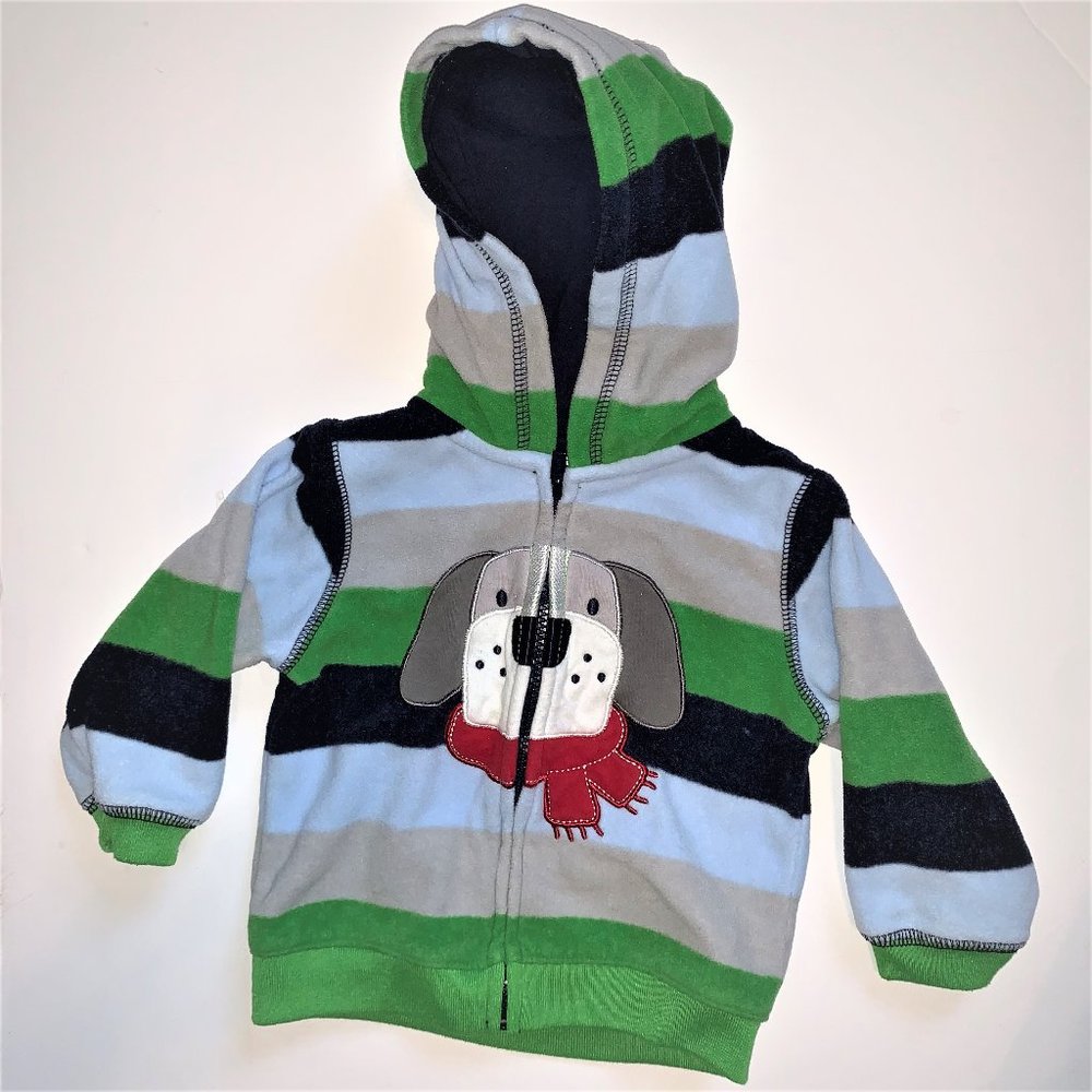 Carter's Fleece Puppy Striped Zip Up Hoodie